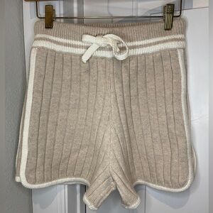 PATHCOW Paris Khaki & Cream Wool Shorts Small